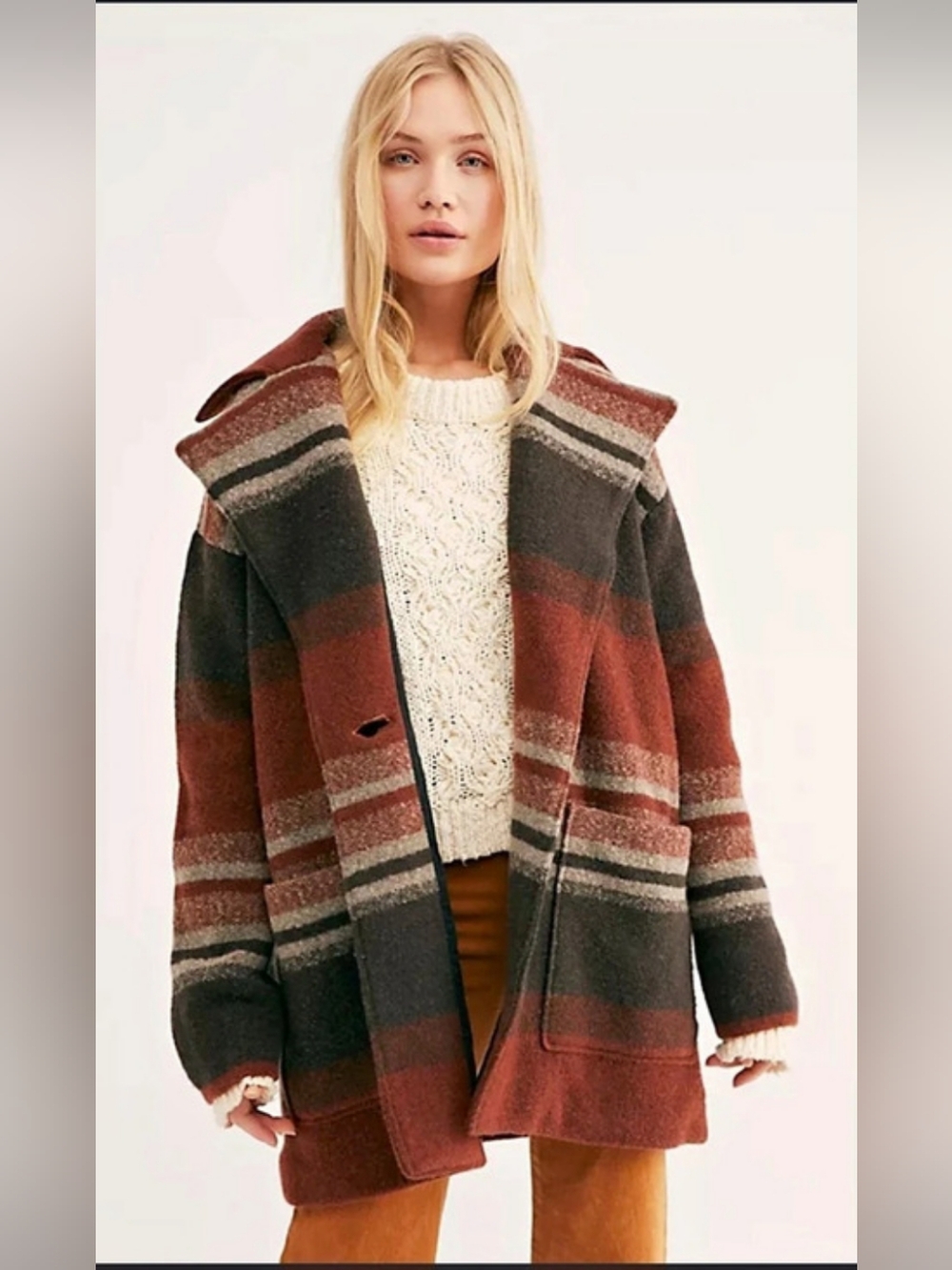 Free People Luxe Striped Sweater Coat Striped Wool Blend Sweater Coat Oversized